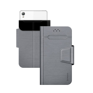 Чехол-подставка для смартфонов Wallet Fold M, серый, Deppa, 87006