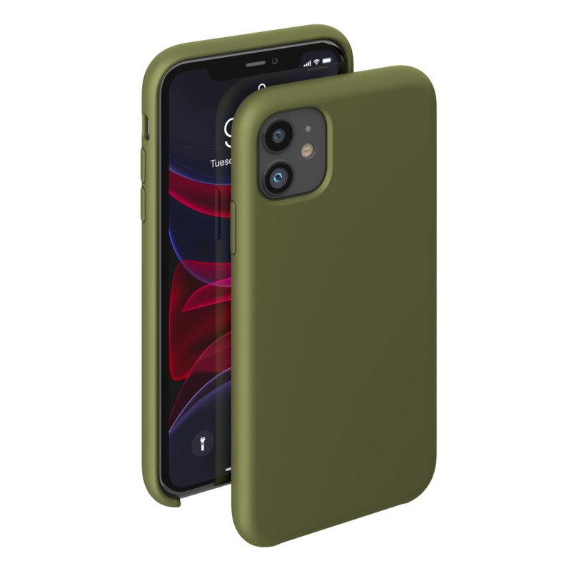 Чехол Liquid Silicone Case для Apple iPhone 11, оливковый, картон, Deppa						 87298