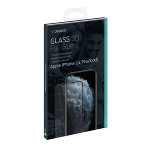 Защитное стекло 3D для Apple iPhone X/XS/11 Pro, 0.3 мм, черная рамка, Deppa, 62393