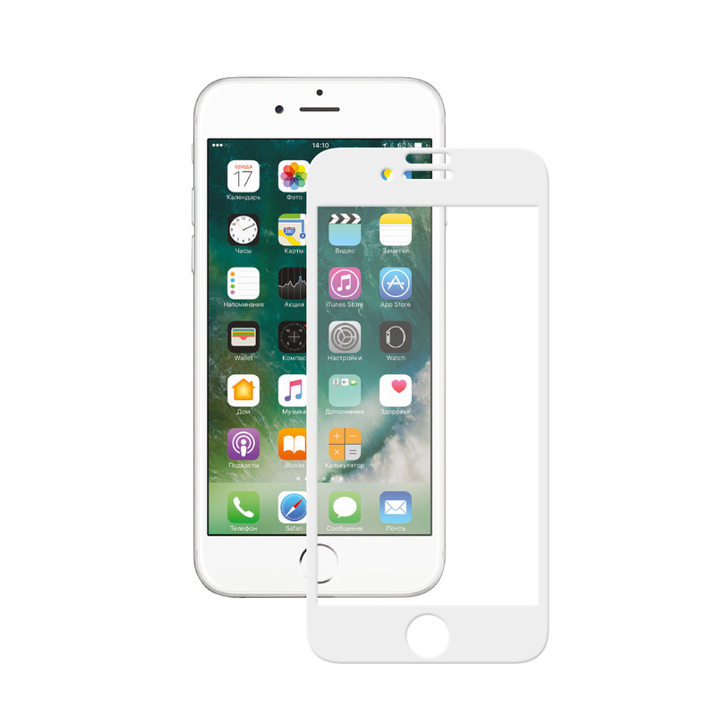 Защитное стекло 3D Full Glue для Apple iPhone 7/8, 0.3 мм, белое, Deppa, 62036