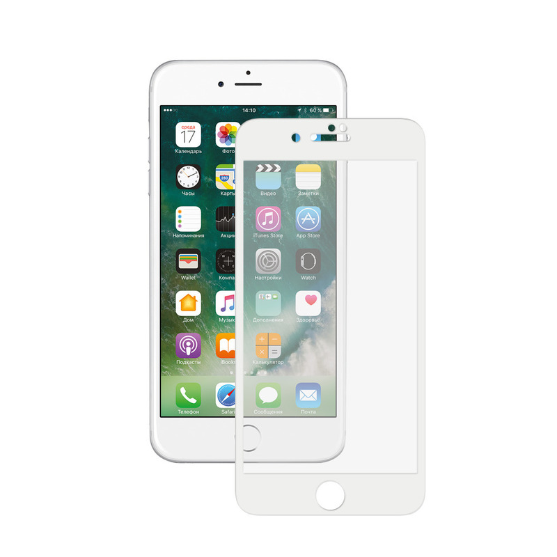 Защитное стекло 3D Full Glue для Apple iPhone 7/8 Plus, 0.3 мм, белое, Deppa, 62038