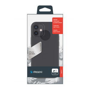 Накладка Soft Silicone для Apple iPhone 12 mini, черный, PET синий, Deppa 87773