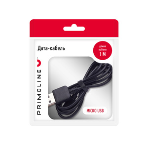 Дата-кабель USB - micro USB, 1м, черный, Prime Line, 7202