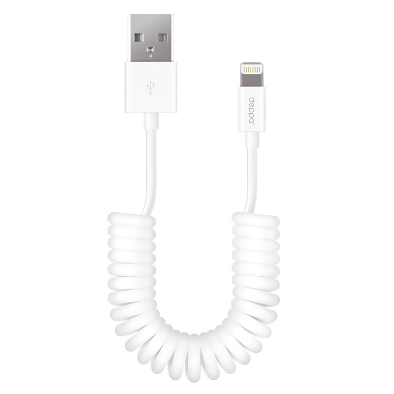 Дата-кабель USB - Lightning, витой, 1.5м, белый, Deppa, 72120