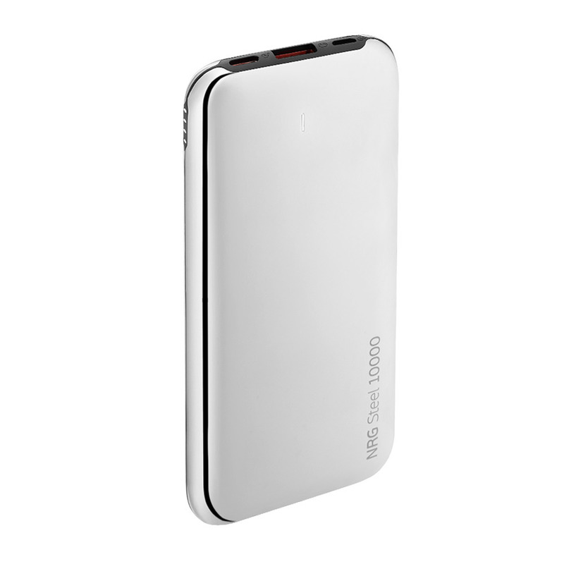 Внешний АКБ NRG Steel 10000 mAh, 3A, USB, type-C, зеркальный, Deppa, 33558