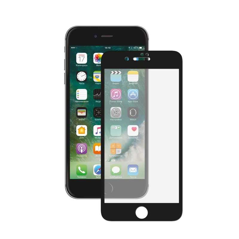 Защитное стекло 3D для Apple iPhone 7/8 Plus, 0.3 мм,черное, Deppa, 62037