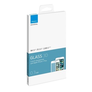 Защитное стекло 3D для Apple iPhone 7/8 Plus, 0.3 мм, белое, Deppa, 62038