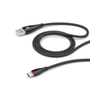 Дата-кабель Ceramic USB - USB-C, 1м, черный, Deppa