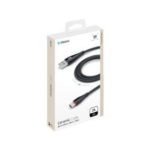 Дата-кабель Ceramic USB - USB-C, 1м, черный, Deppa