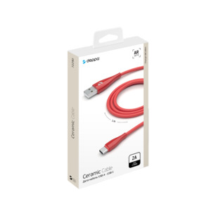 Дата-кабель Ceramic USB - USB-C, 1м, красный, Deppa