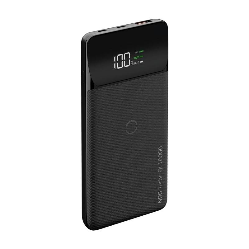 Внешний АКБ NRG Turbo Qi LCD 10000 mAh, QC 3.0, PD 18W, Qi 10W, черный, Deppa