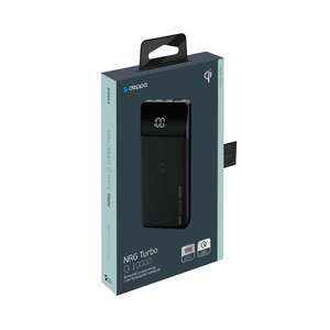 Внешний АКБ NRG Turbo Qi LCD 10000 mAh, QC 3.0, PD 18W, Qi 10W, черный, Deppa