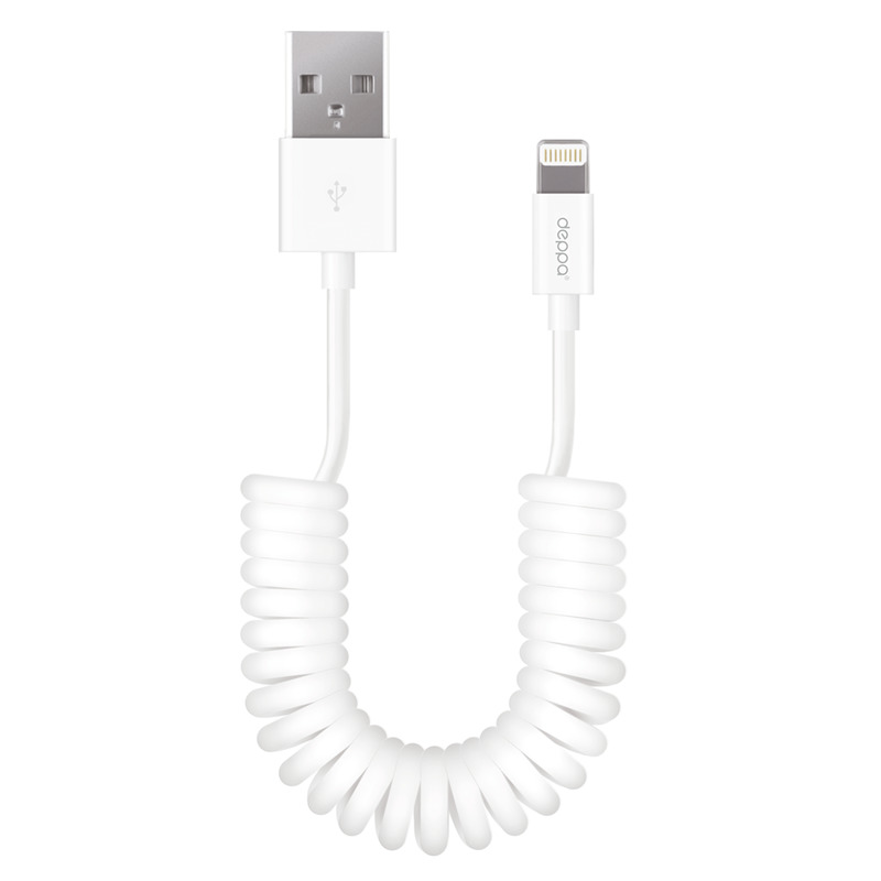 Дата-кабель USB - Lightning для Apple, витой, 1.5м, белый, Deppa, 72120