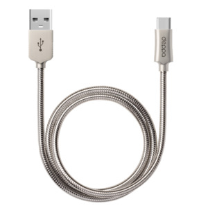 Дата-кабель Metal USB - Type-C, алюминий, 1.2м, стальной , Deppa, 72274