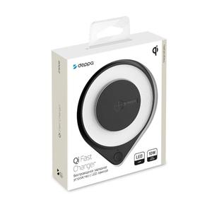 Беспроводное ЗУ Qi Fast Charger, 10W, стандарт Qi, ночник, черный, Deppa