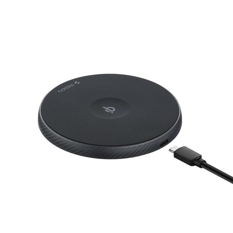 Беспроводное ЗУ Qi Fast Charger 15W, Apple 7.5W, стандарт Qi, черный/карбон, Deppa