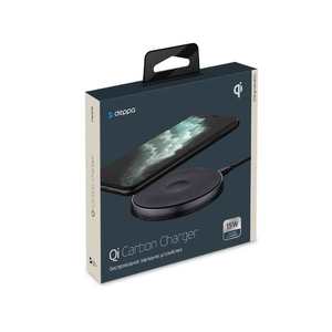 Беспроводное ЗУ Qi Fast Charger 15W, Apple 7.5W, стандарт Qi, черный/карбон, Deppa