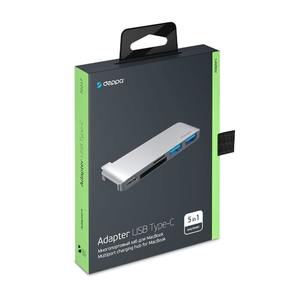USB-C адаптер для Macbook, 5в1,графит, Deppa