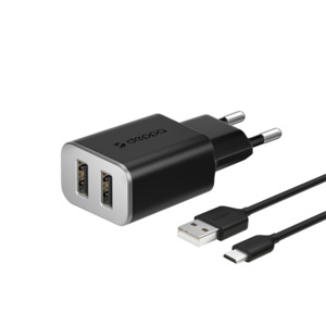 СЗУ 2 USB 2.4А + кабель micro USB, черный, Ultra, Deppa