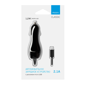 АЗУ microUSB, 2.1A, черный, Deppa