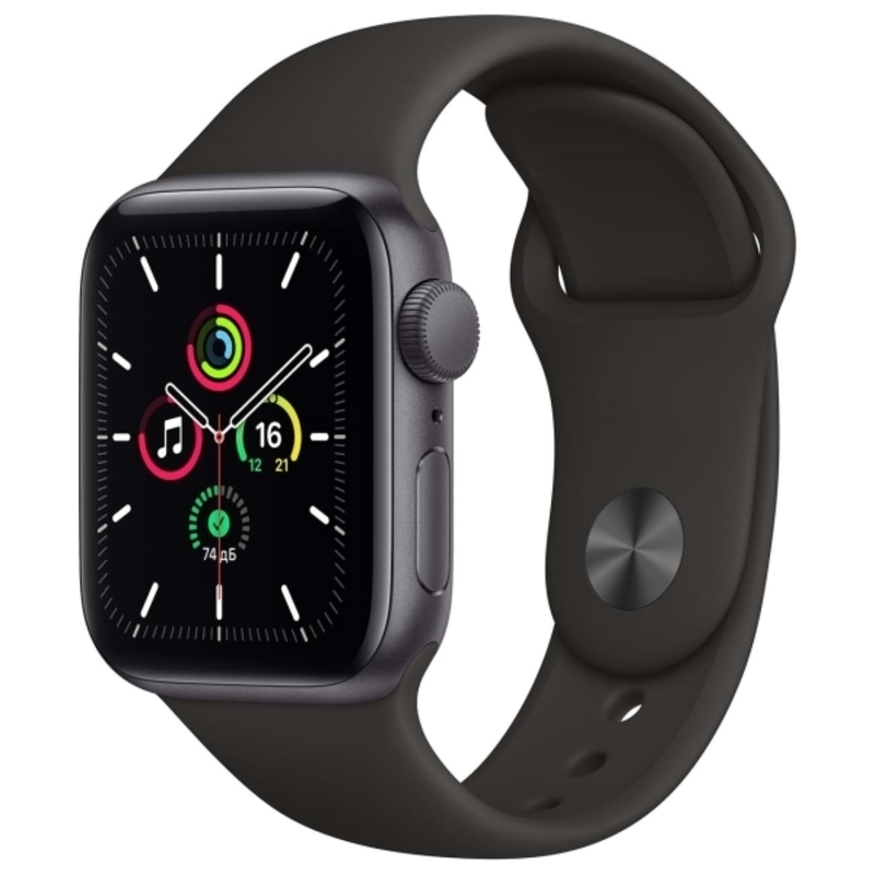 Умные часы Apple Watch SE GPS, 44mm Space Gray Aluminium Black Sport Band (Ростест)
