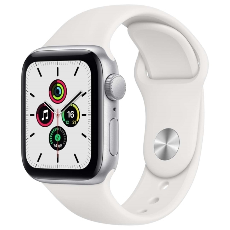 Умные часы Apple Watch SE GPS, 44mm Silver Aluminium White Sport Band